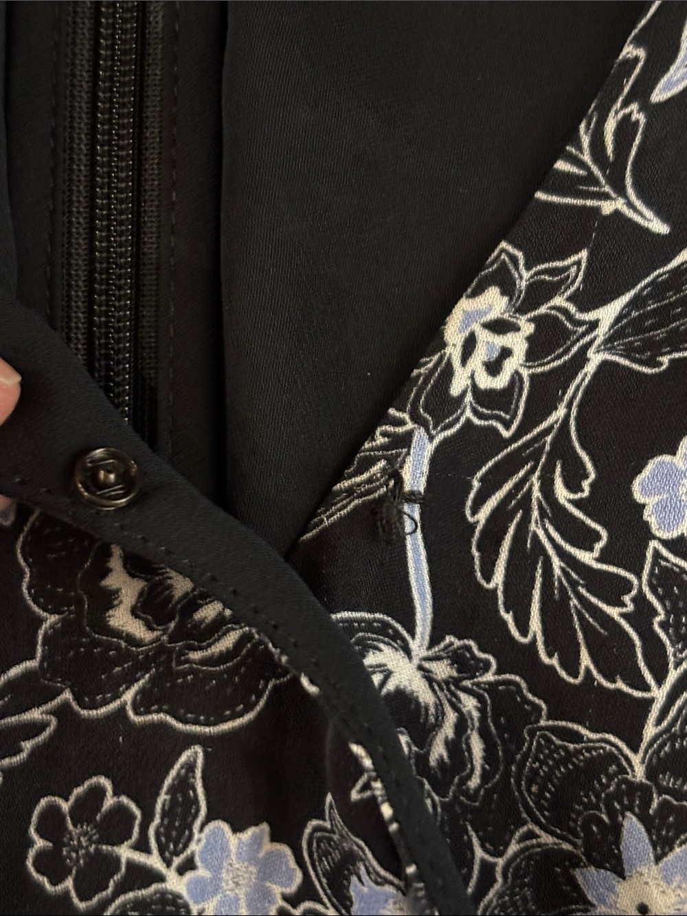 Parker Marengo Silk Blend Floral A-line Dress Medium 8 Long Sleeve Black Blue - Picture 7 of 16